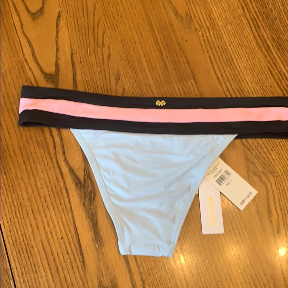 NWT PILYQ‎ Pebble Blue Banded Bikini Bottom